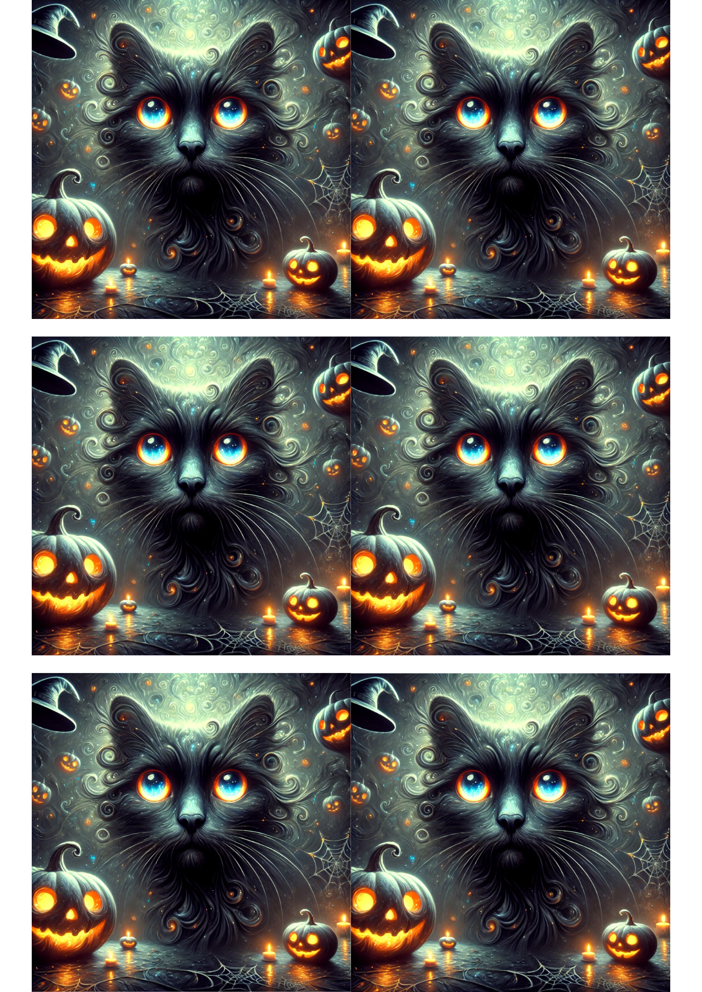Sticker Sheet / Greeting Card – Cat Surreal Halloween Collagel Cat. No. 2907