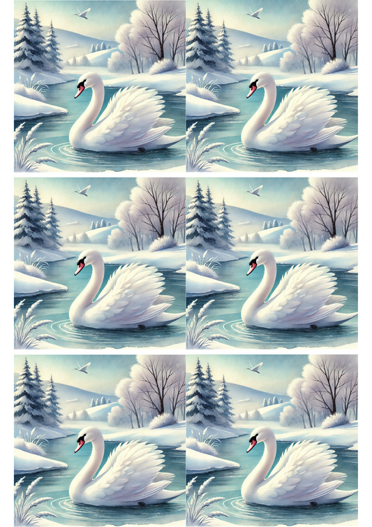 Sticker Sheet – Swan On The Lake Collage Cat. No. 2501