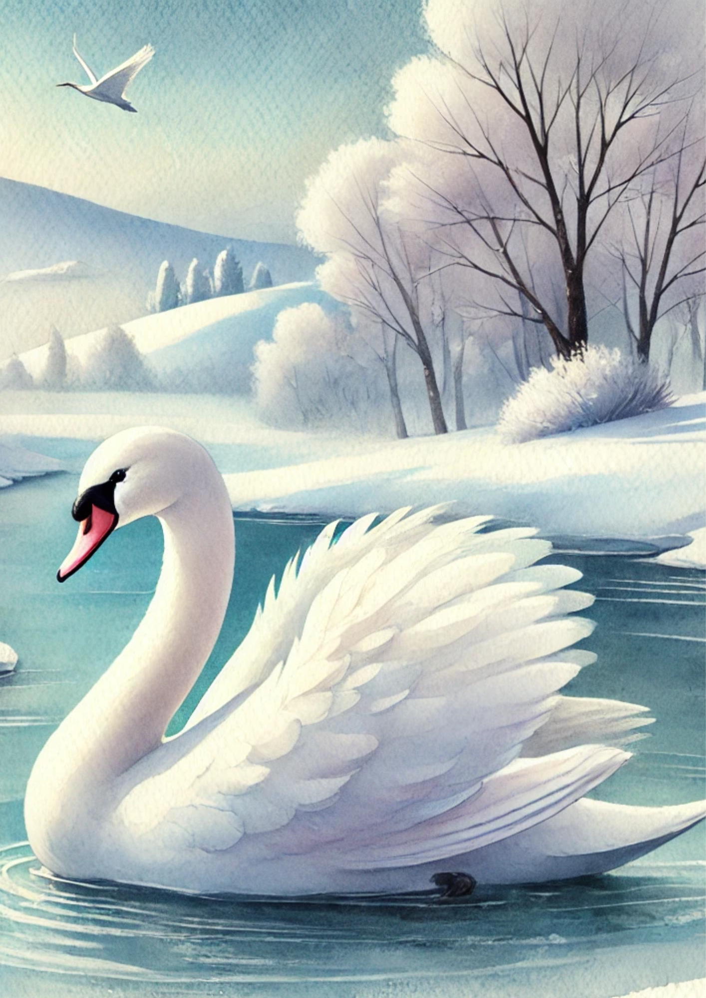 Sticker Sheet / Greeting Card – Swan On The Lake Full Cat. No. 2502