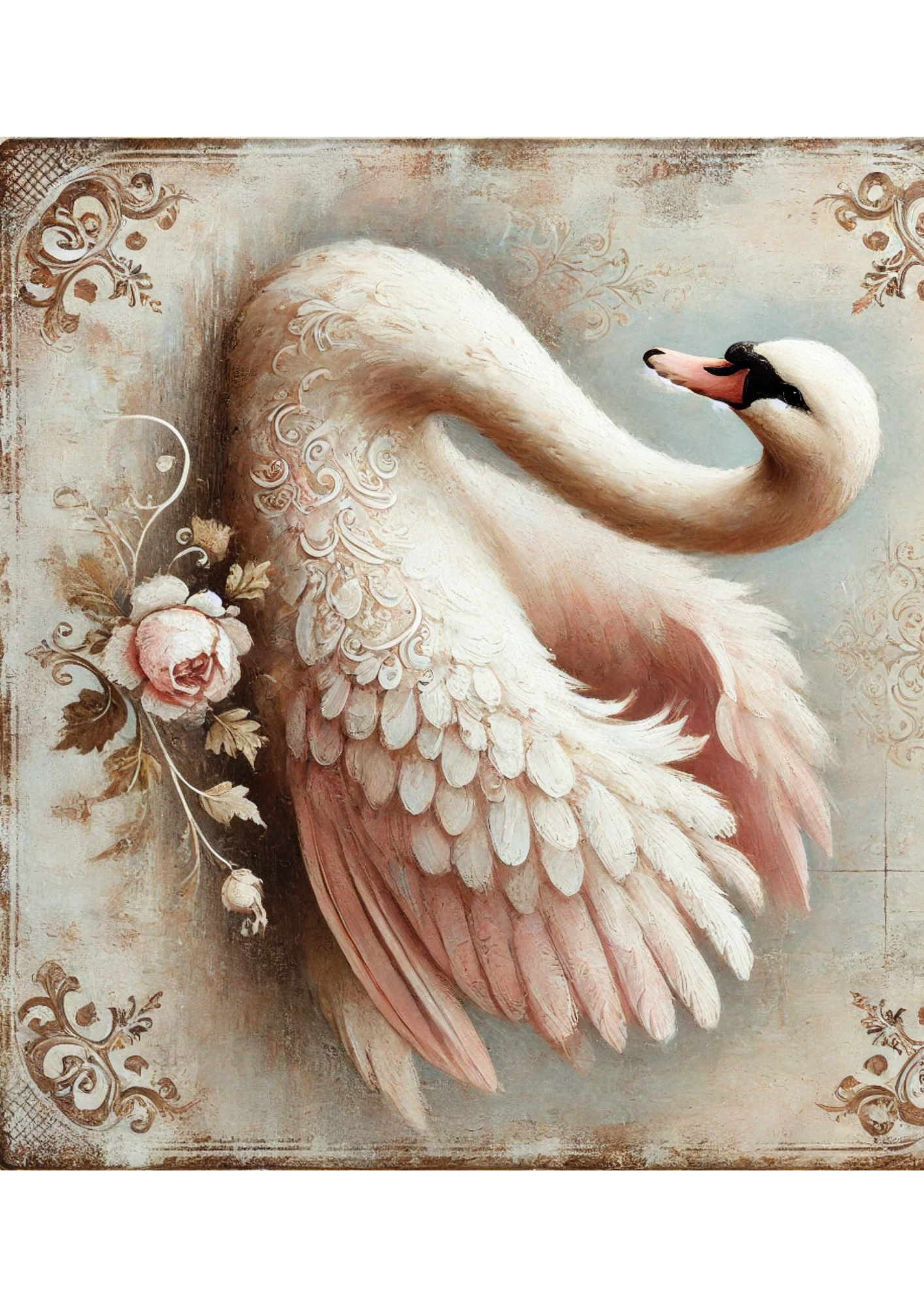 Sticker Sheet / Greeting Card – Swan Shabby Chic Full Cat. No. 2504