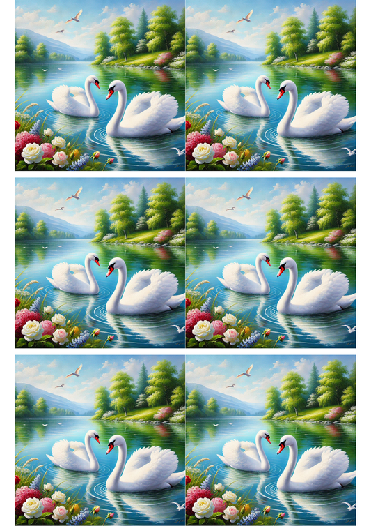 Sticker Sheet – Swans On The River Collage Cat. No. 2505