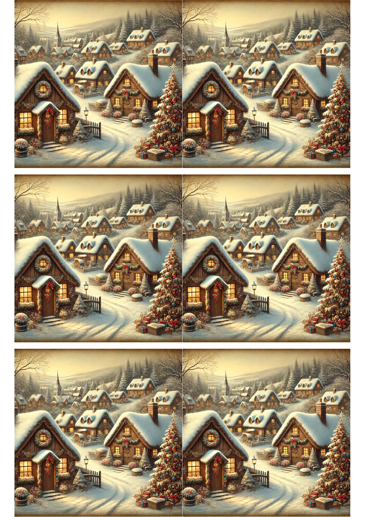 Sticker Sheet / Greeting Card – Christmas Houses Collage Cat. No. 2507