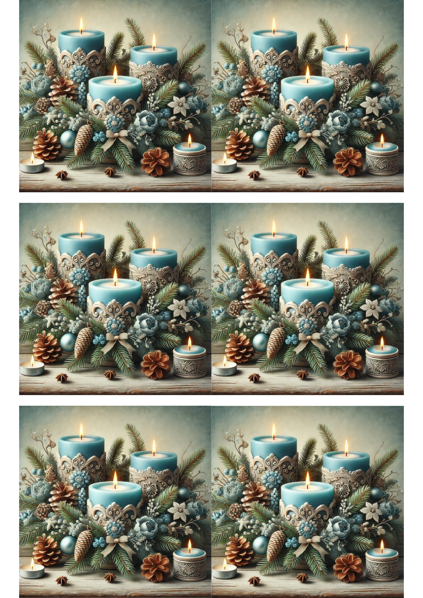 Sticker Sheet / Greeting Card – Candles and Christmas Decorations Collage Cat. No. 2915