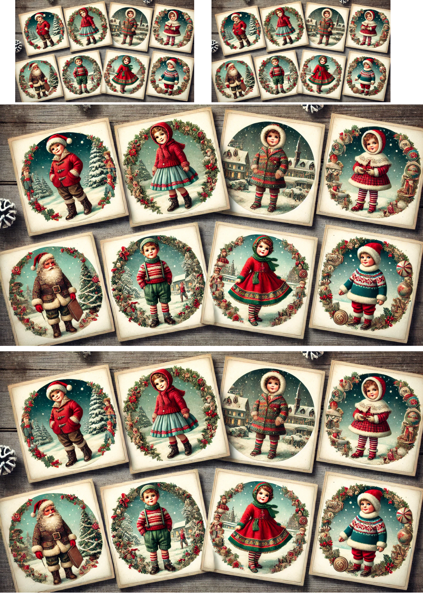 Sticker Sheet / Greeting Card – Christmas Ovals Collage Cat. No. 1471