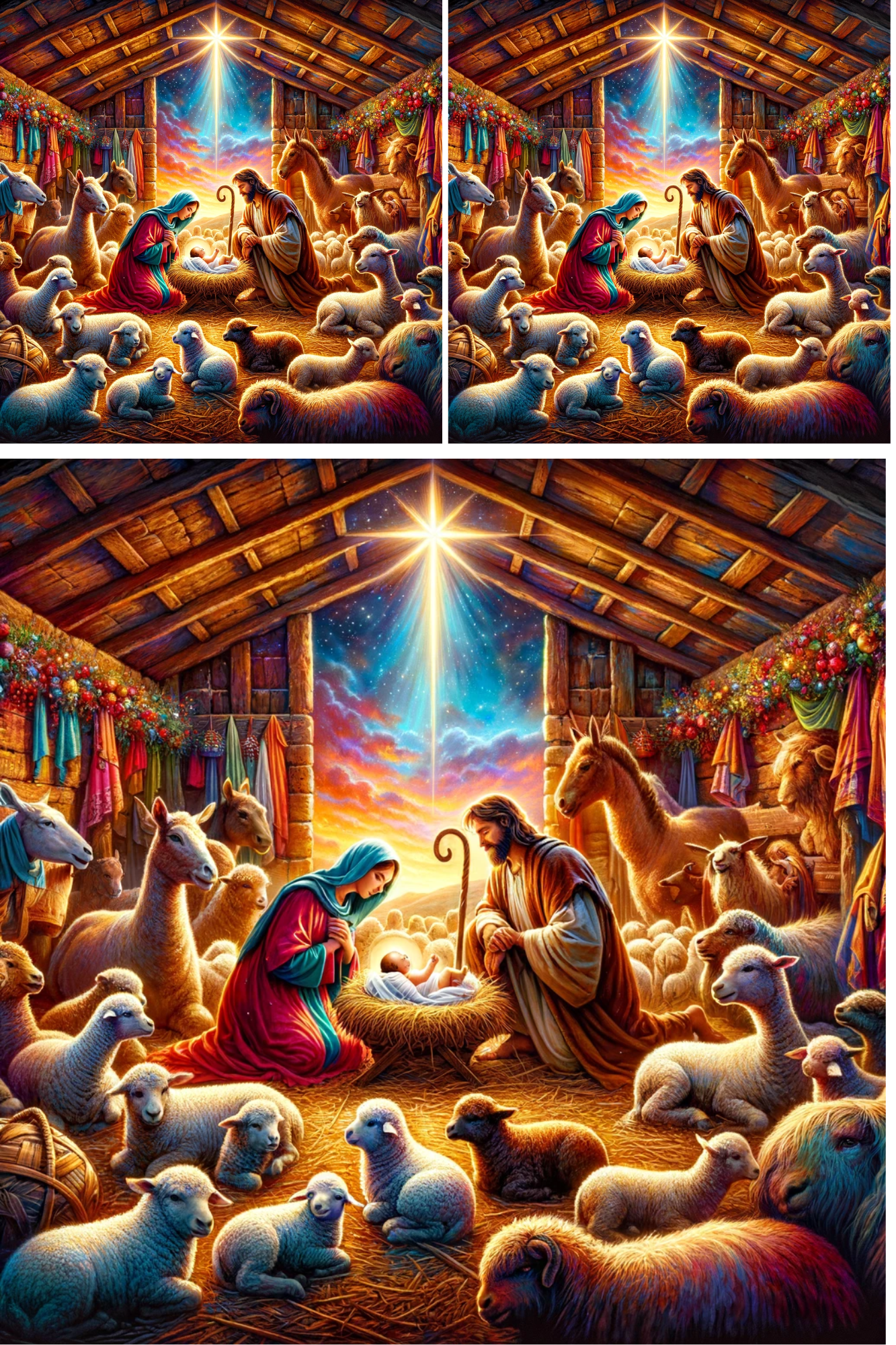 Sticker Sheet / Greeting Card – Holy Family In The Stable Of Bethlehem Collage Cat No. 843