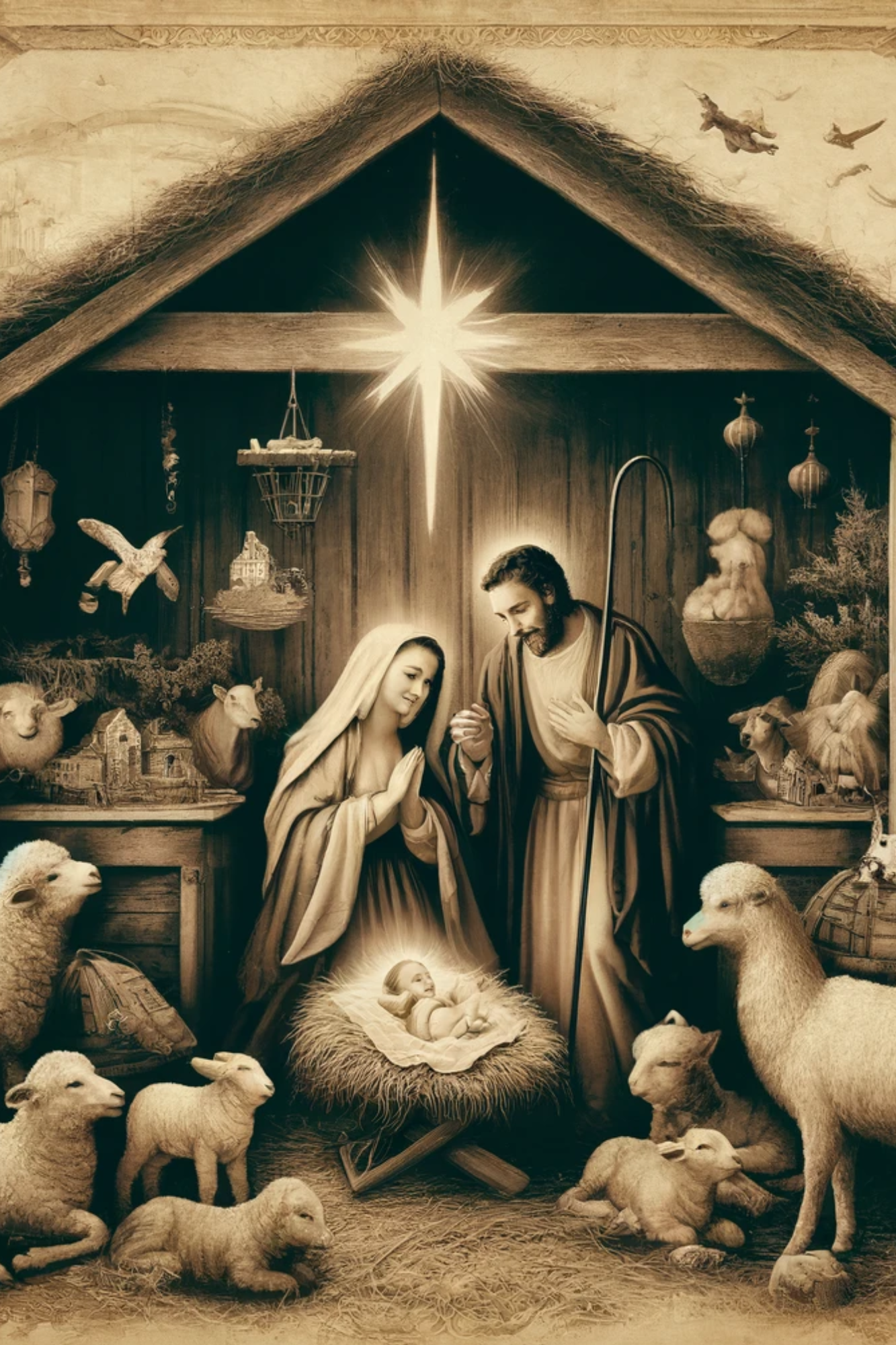 Sticker Sheet – Holy Family In The Stable Of Bethlehem Vintage Full Cat No. 846