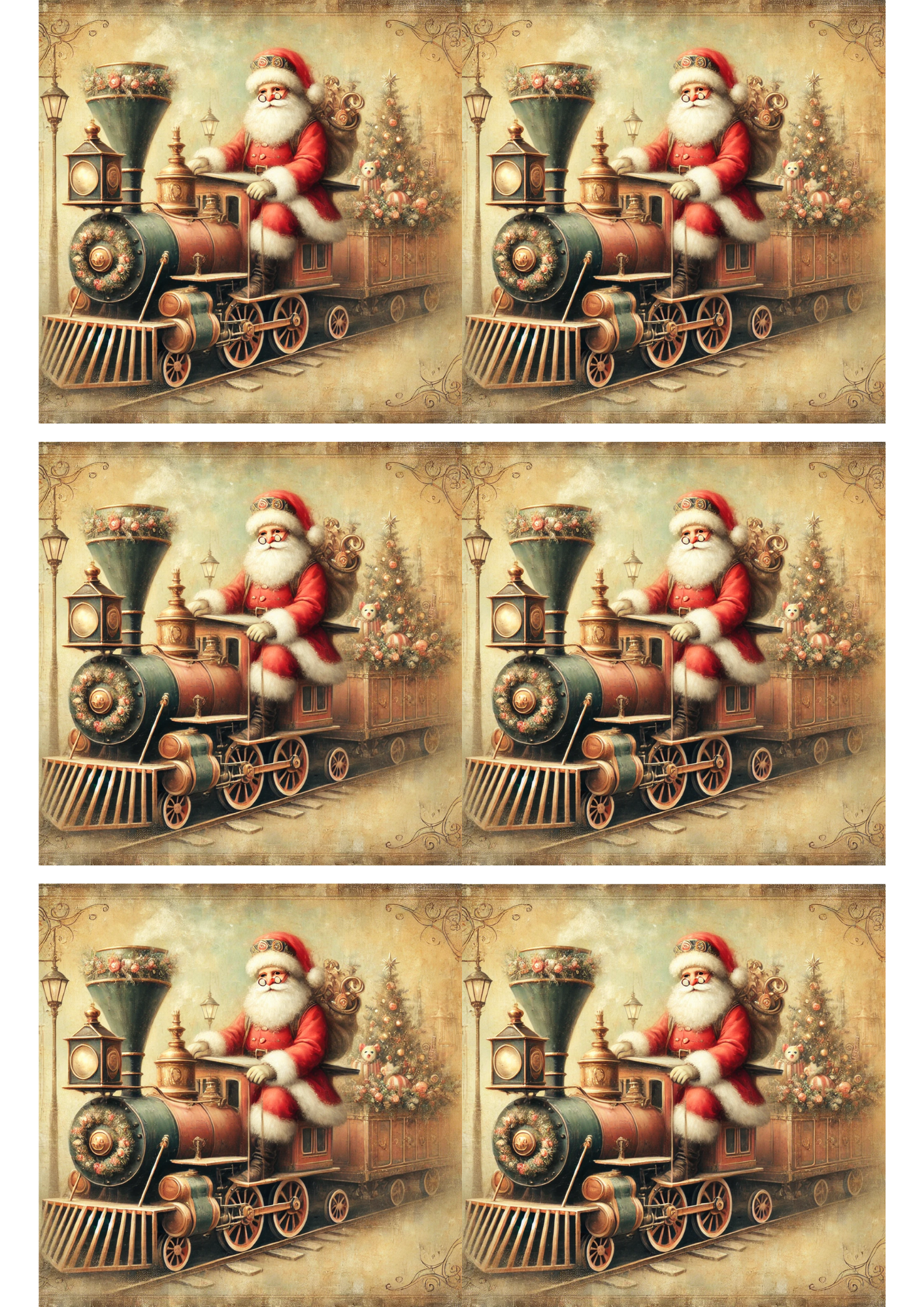 Sticker Sheet / Greeting Card – Santa Claus the Train Driver Collage Cat. No. 2921