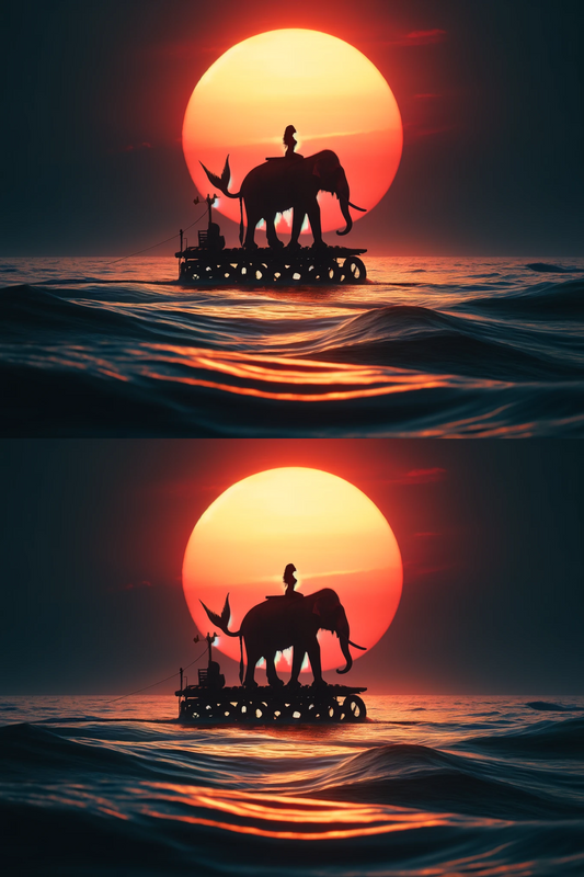 Sticker Sheet – Mermaid On An Elephant On A Raft Collage Cat. No. 414