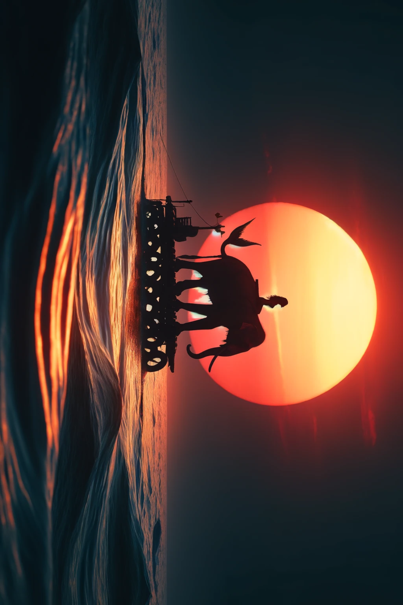 Sticker Sheet / Greeting Card – Mermaid On An Elephant On A Raft Full Cat. No. 415