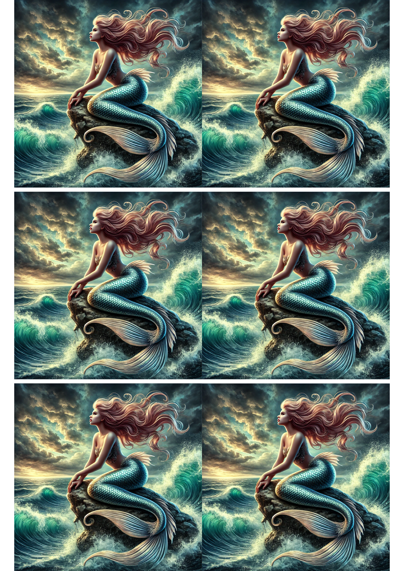 Sticker Sheet / Greeting Card – Mermaid On The Rock Collage Cat. No. 2517