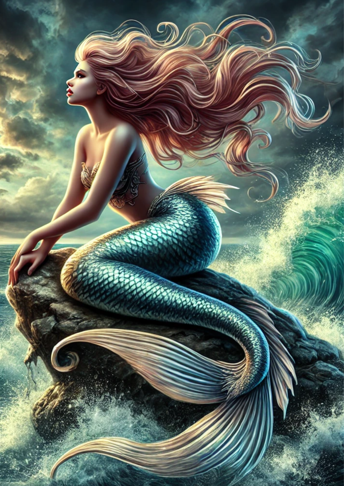 Sticker Sheet / Greeting Card – Mermaid On The Rock Full Cat. No. 2518