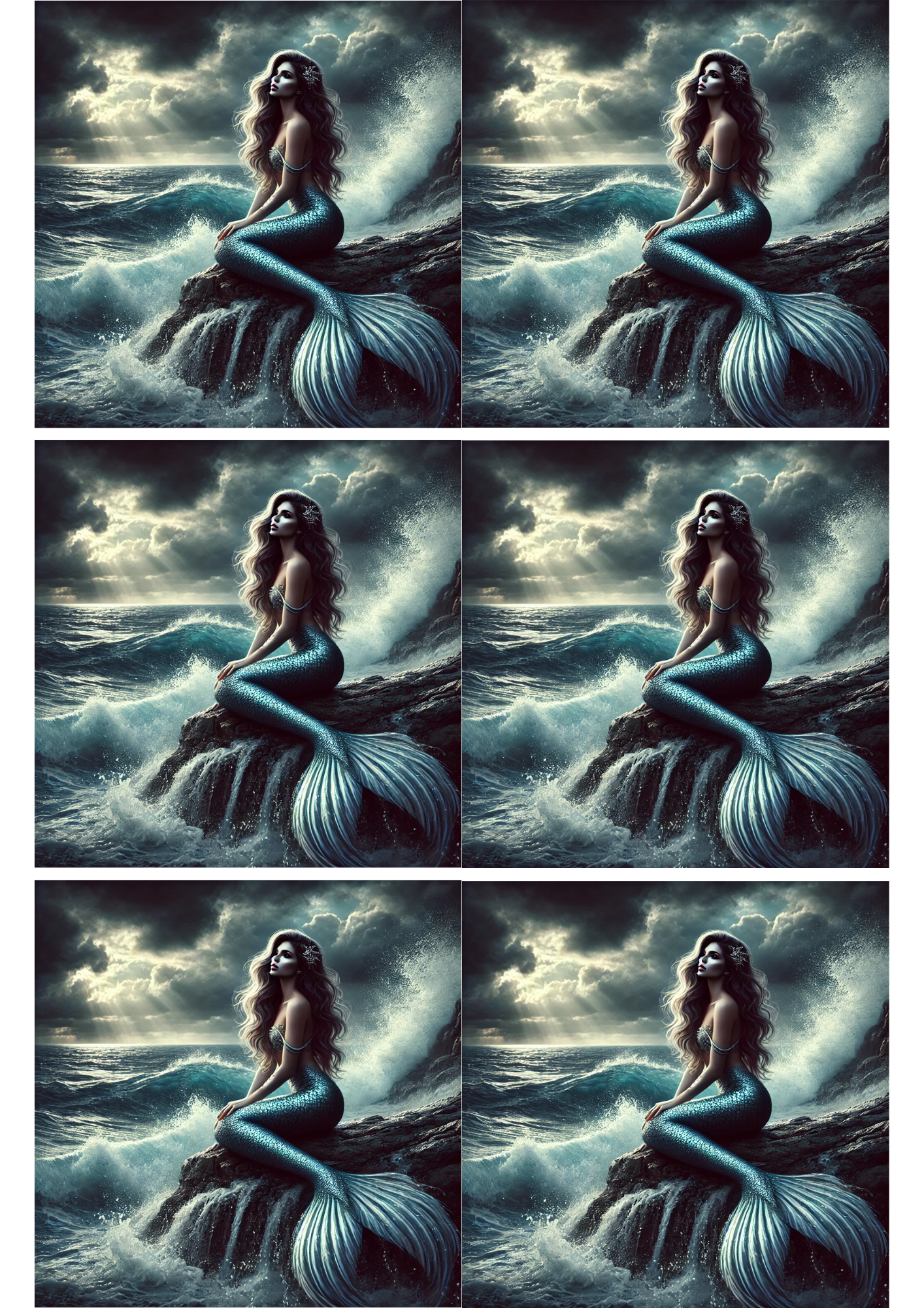 Sticker Sheet / Greeting Card – Mermaid In The Storm Collage Cat. No. 2519
