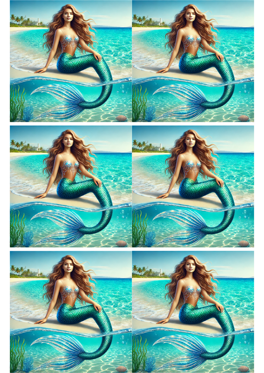 Sticker Sheet – Mermaid On The Sand Collage Cat. No. 2513