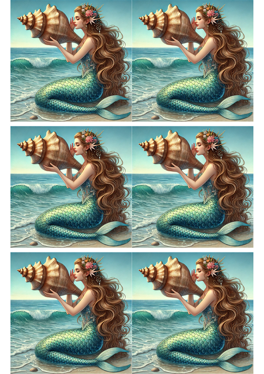 Sticker Sheet – Mermaid With Shell Collage Cat. No. 2511