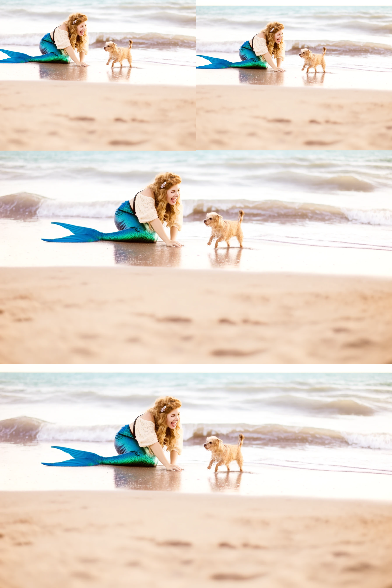 Sticker Sheet / Greeting Card – Mermaid Plays With Dog Collage Cat. No. 416