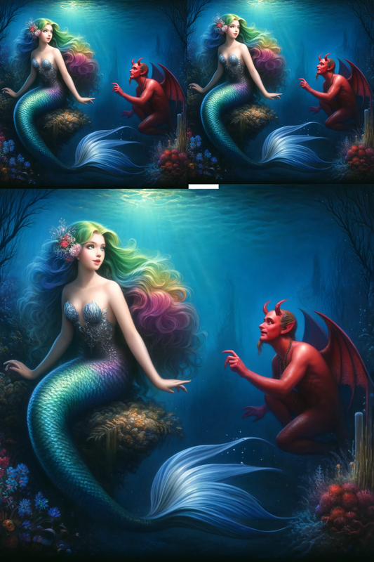 Sticker Sheet – Mermaid and Devil Cat. No. 302