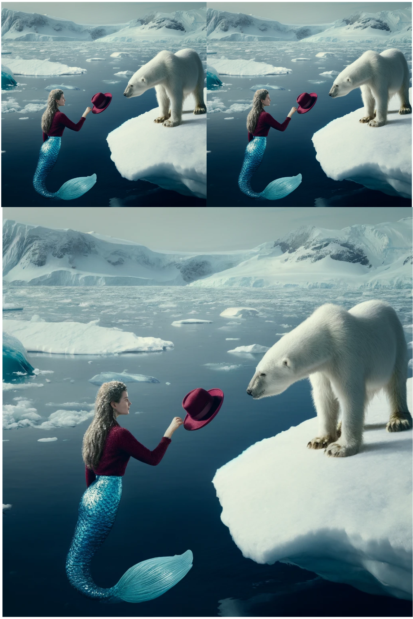 Sticker Sheet / Greeting Card – Mermaid and Polar Bear Cat. No. 18