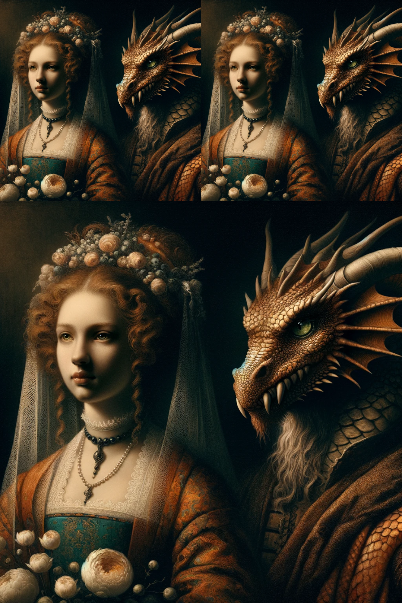 Sticker Sheet / Greeting Card – Mermaid and Dragon Wedding Portrait Cat. No. 420