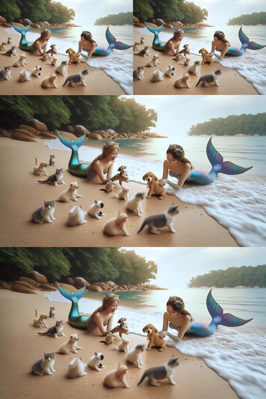 Sticker Sheet Mermaids, Cats and Dogs Collage Cat. No. 421