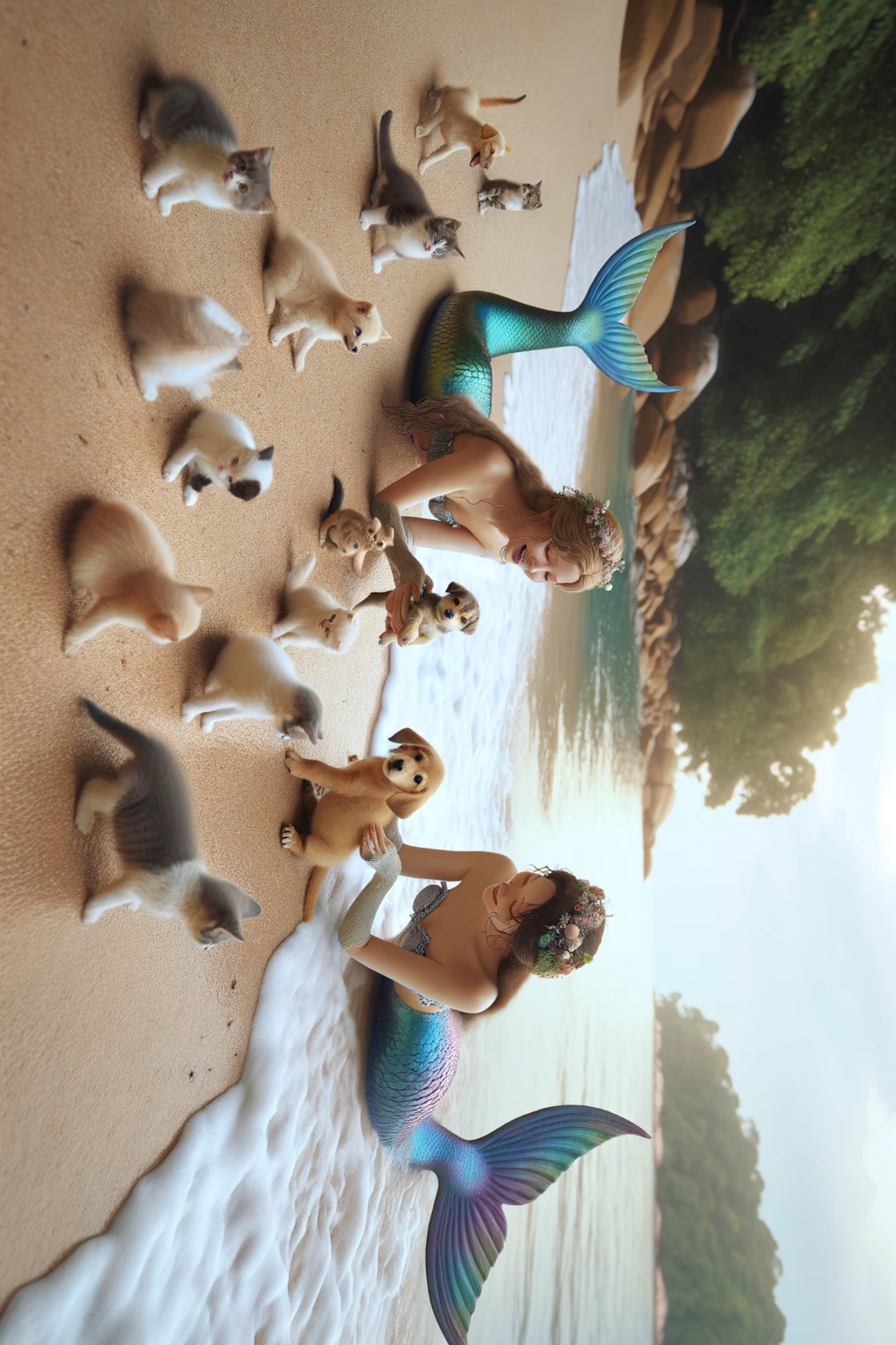 Sticker Sheet / Greeting Card – Mermaids, Cats and Dogs Full Cat. No. 422