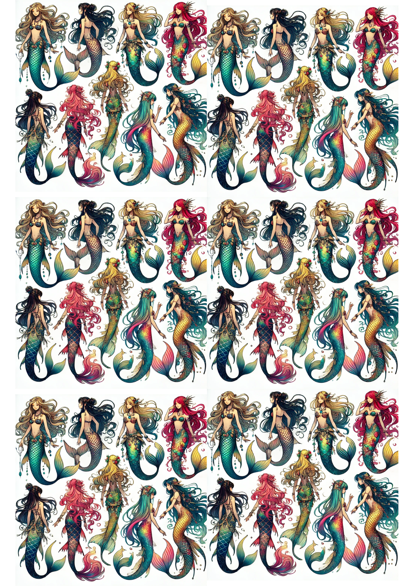 Sticker Sheet / Greeting Card – Mermaids Mix Collage Cat. No. 2525