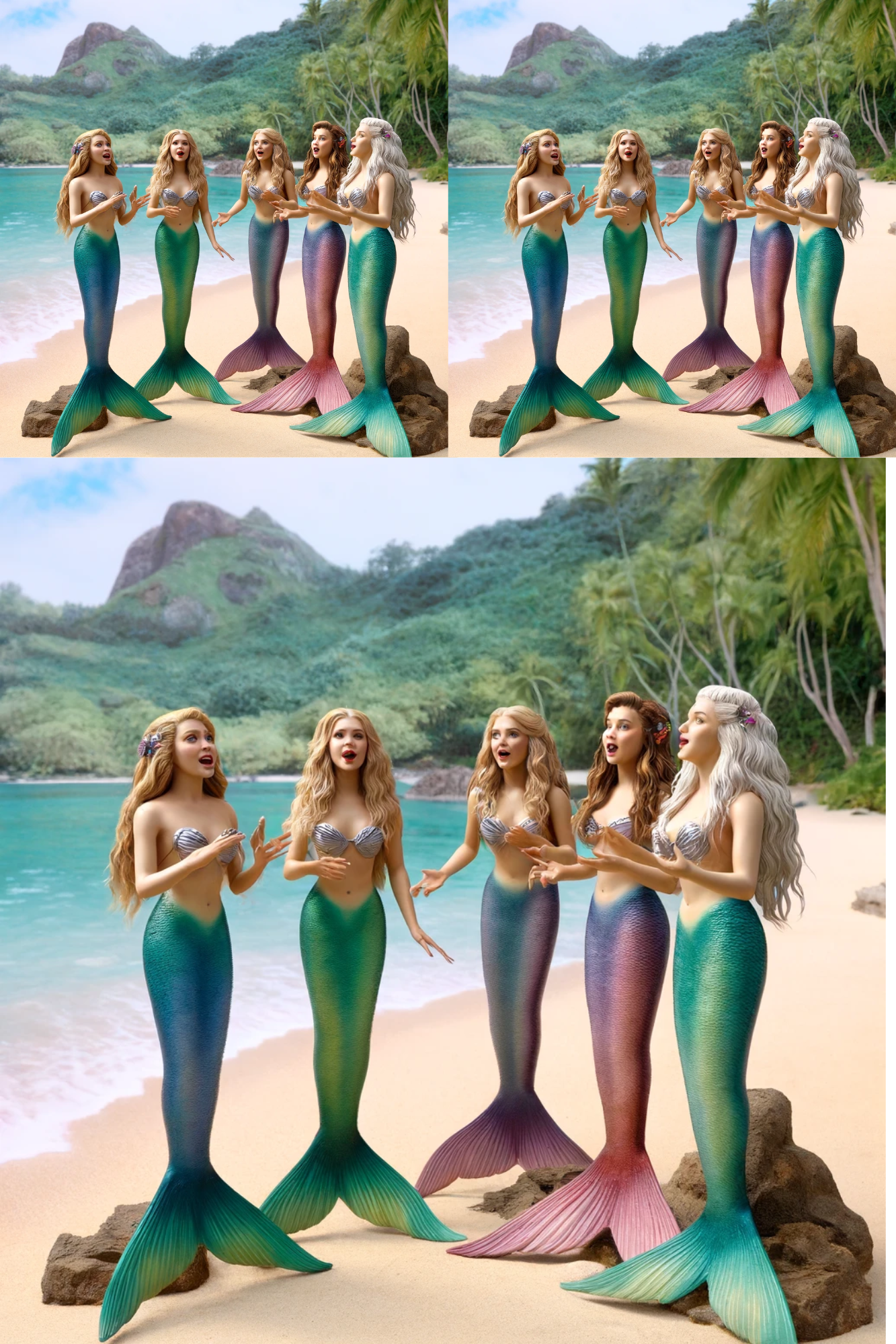 Sticker Sheet / Greeting Card – Mermaids Sing in Hawaii Collage Cat No. 851