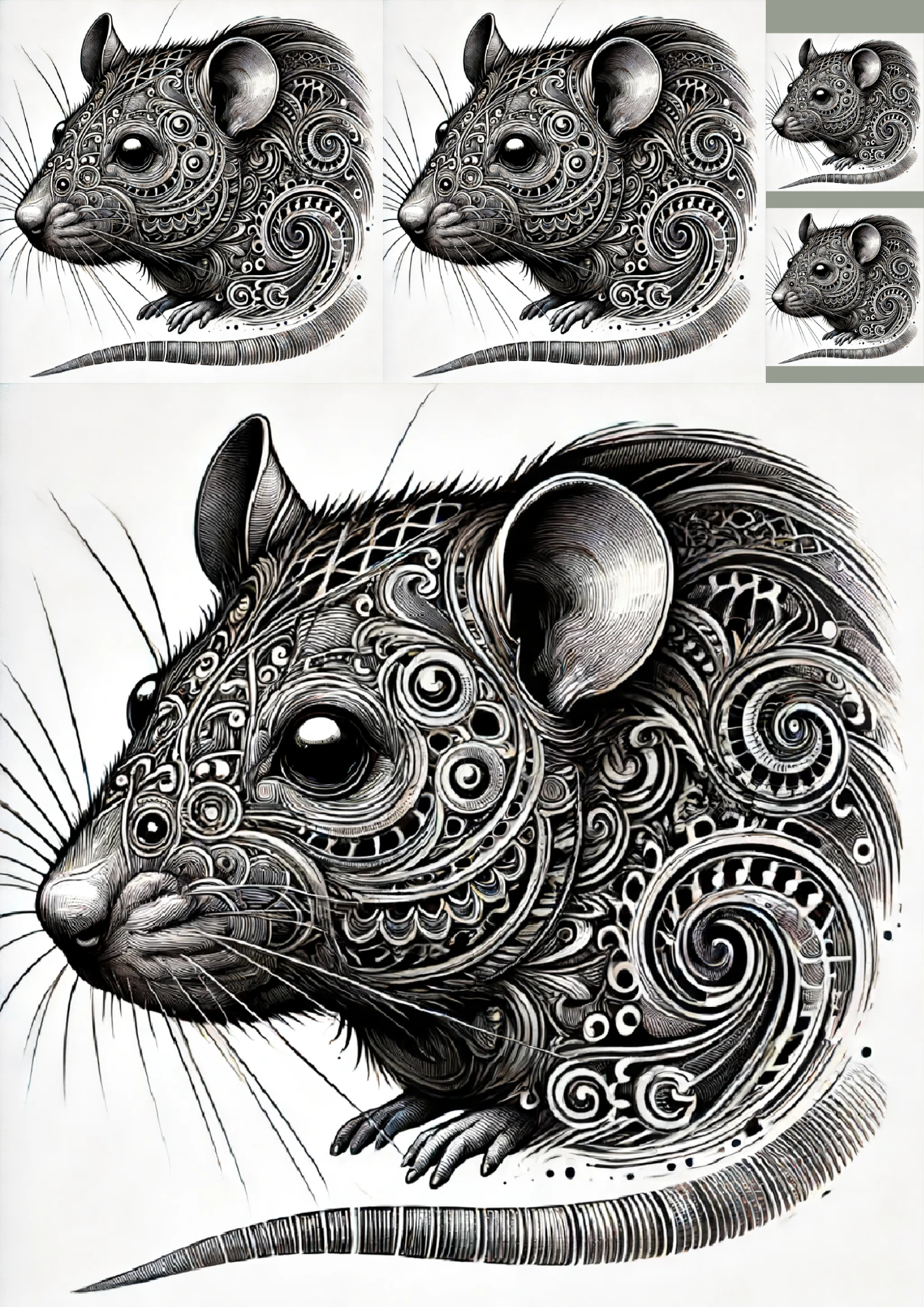 Sticker Sheet / Greeting Card – Rat in Gothic Style Collage Cat. No. 1240