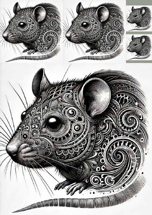 Sticker Sheet Rat in Gothic Style Collage Cat. No. 1240