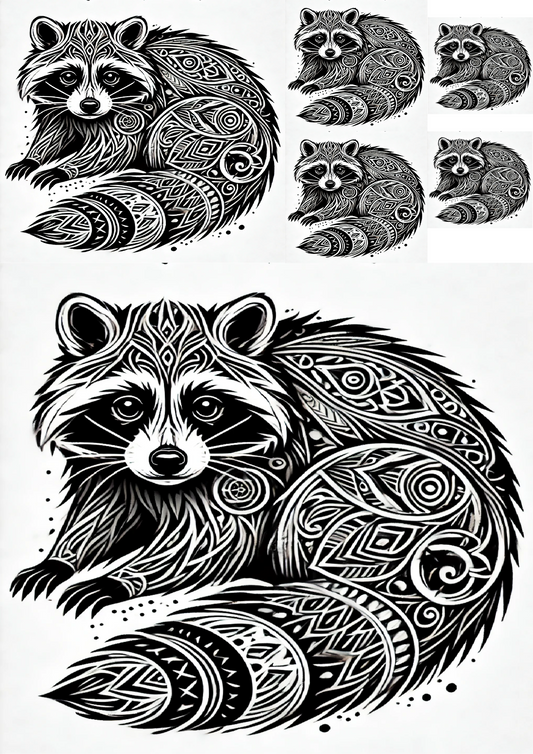 Sticker Sheet Raccoon In Gothic Style Collage Cat. No. 1473
