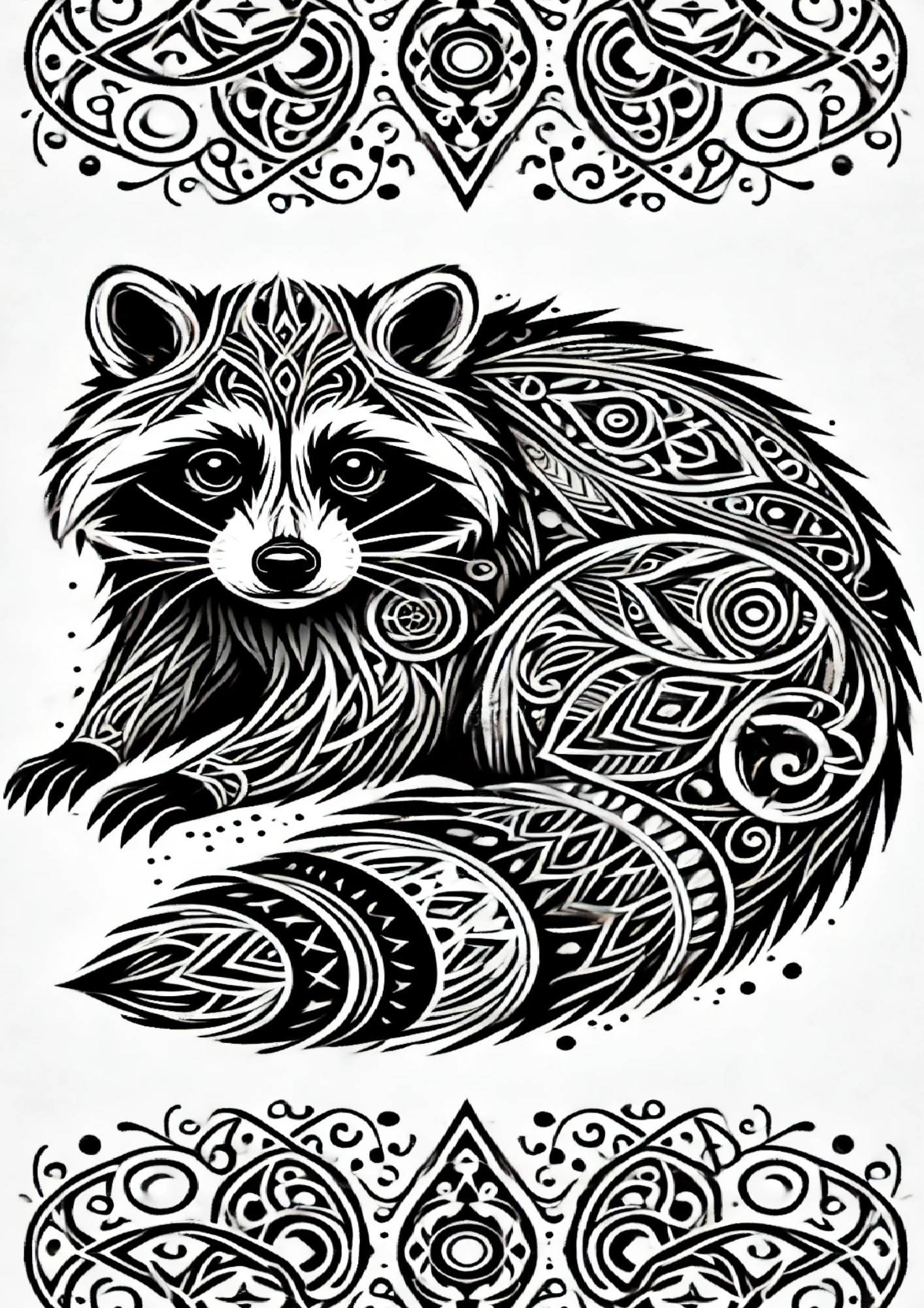 Sticker Sheet / Greeting Card – Raccoon In Gothic Style Full Cat. No. 1474