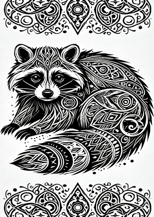 Sticker Sheet Raccoon In Gothic Style Full Cat. No. 1474