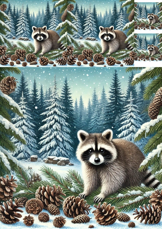 Sticker Sheet Raccoon in Winter Collage Cat. No. 1477