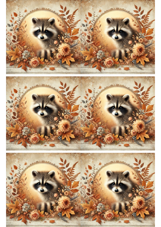 Sticker Sheet – Raccoon in Autumn Collage Cat. No. 2631