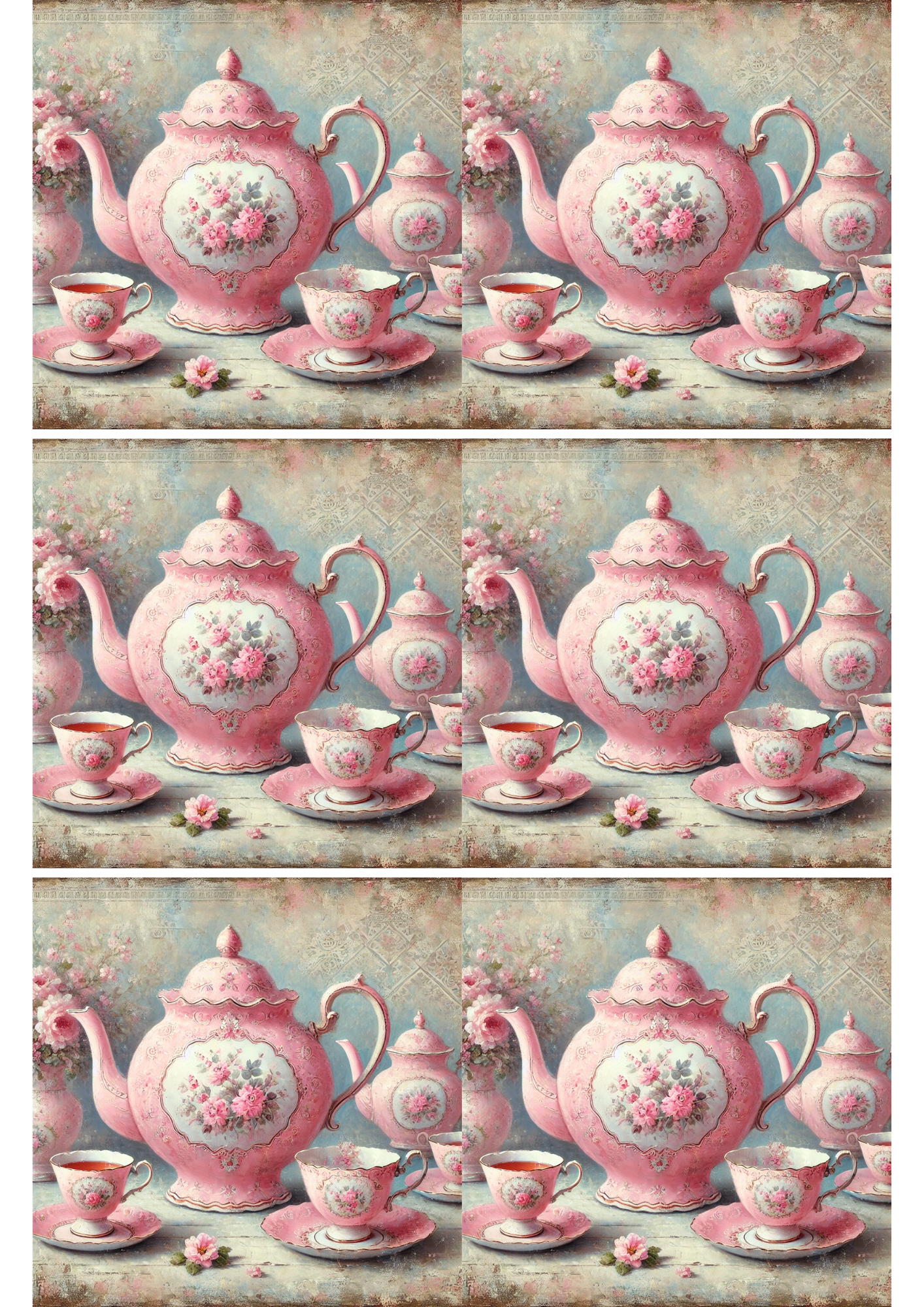 Sticker Sheet / Greeting Card – Teapot Collage Cat. No. 2531