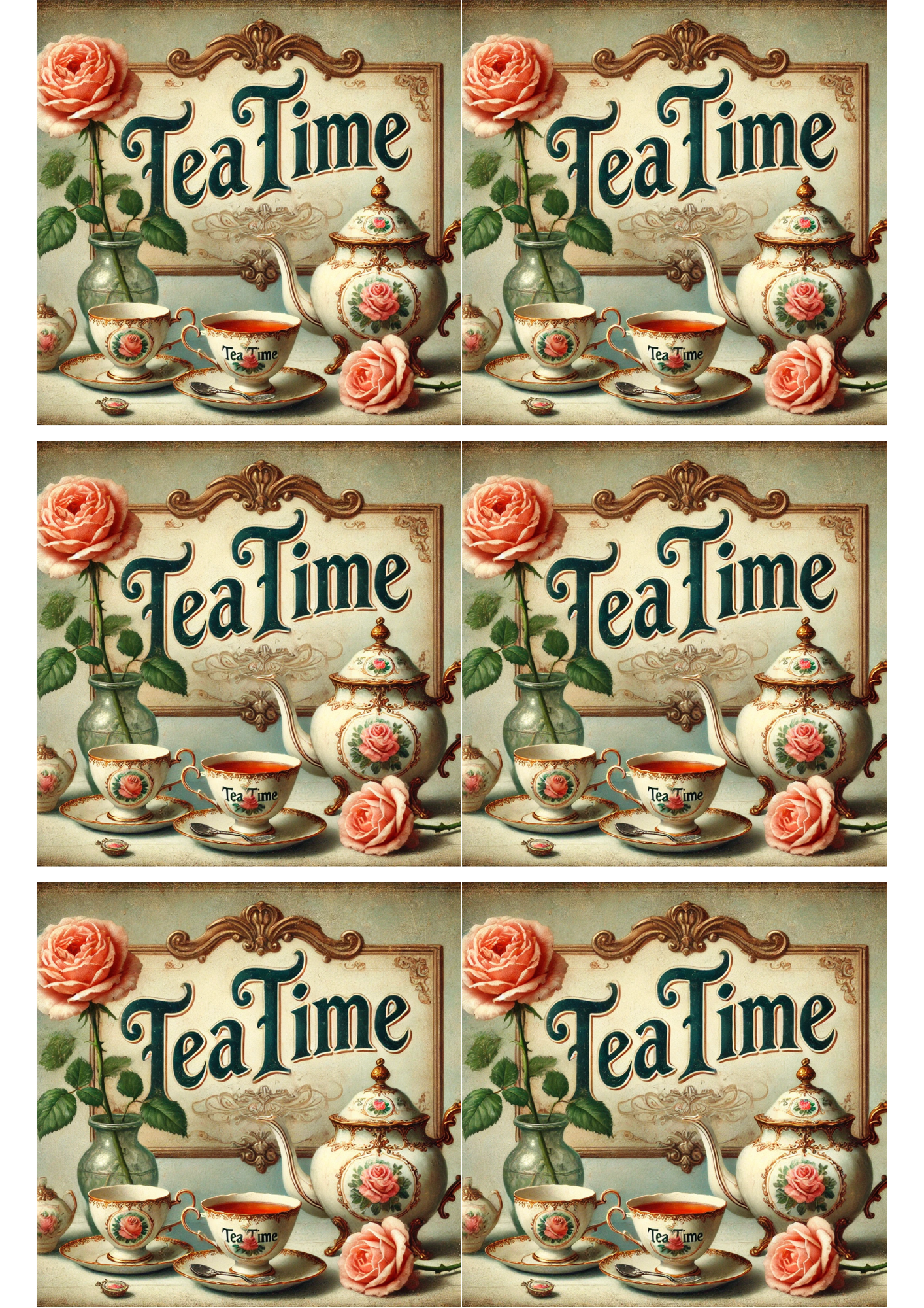 Sticker Sheet / Greeting Card – Tea Time 2 Collage Cat. No. 2535