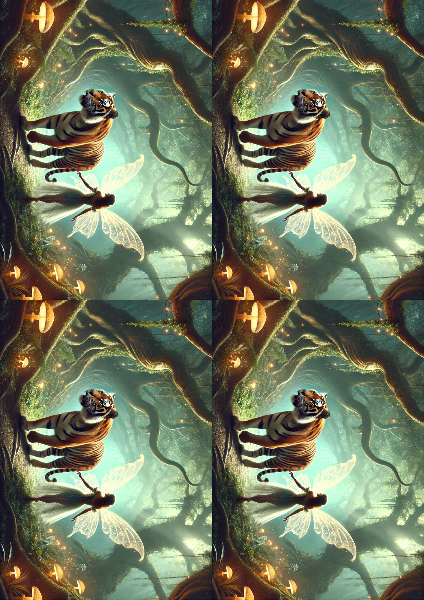 Sticker Sheet / Greeting Card – Fairy and Tiger Collage Cat. No. 2537