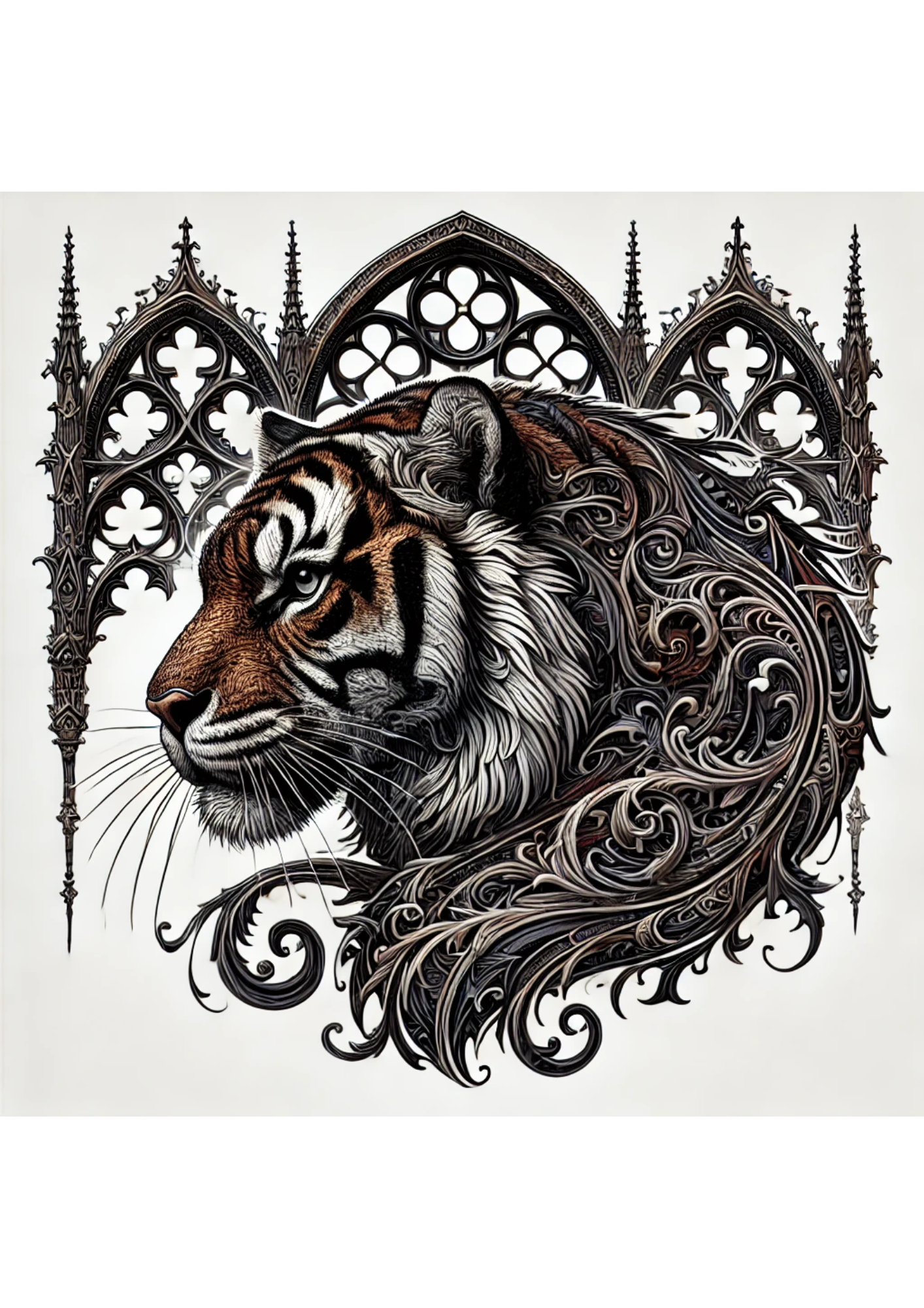 Sticker Sheet / Greeting Card – Tiger Head Gothic Style Full Cat. No. 2540