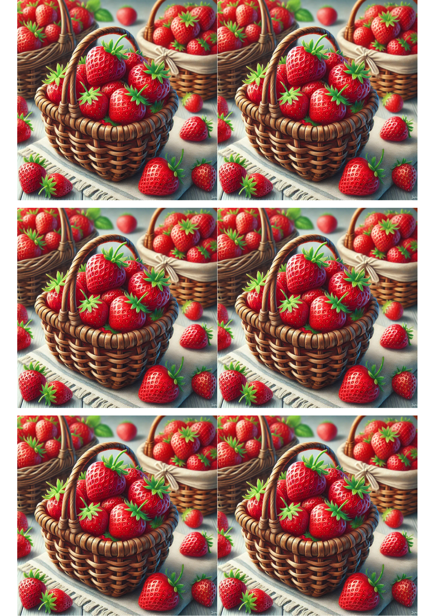 Sticker Sheet / Greeting Card – Strawberries In A Basket Collage Cat. No. 2545