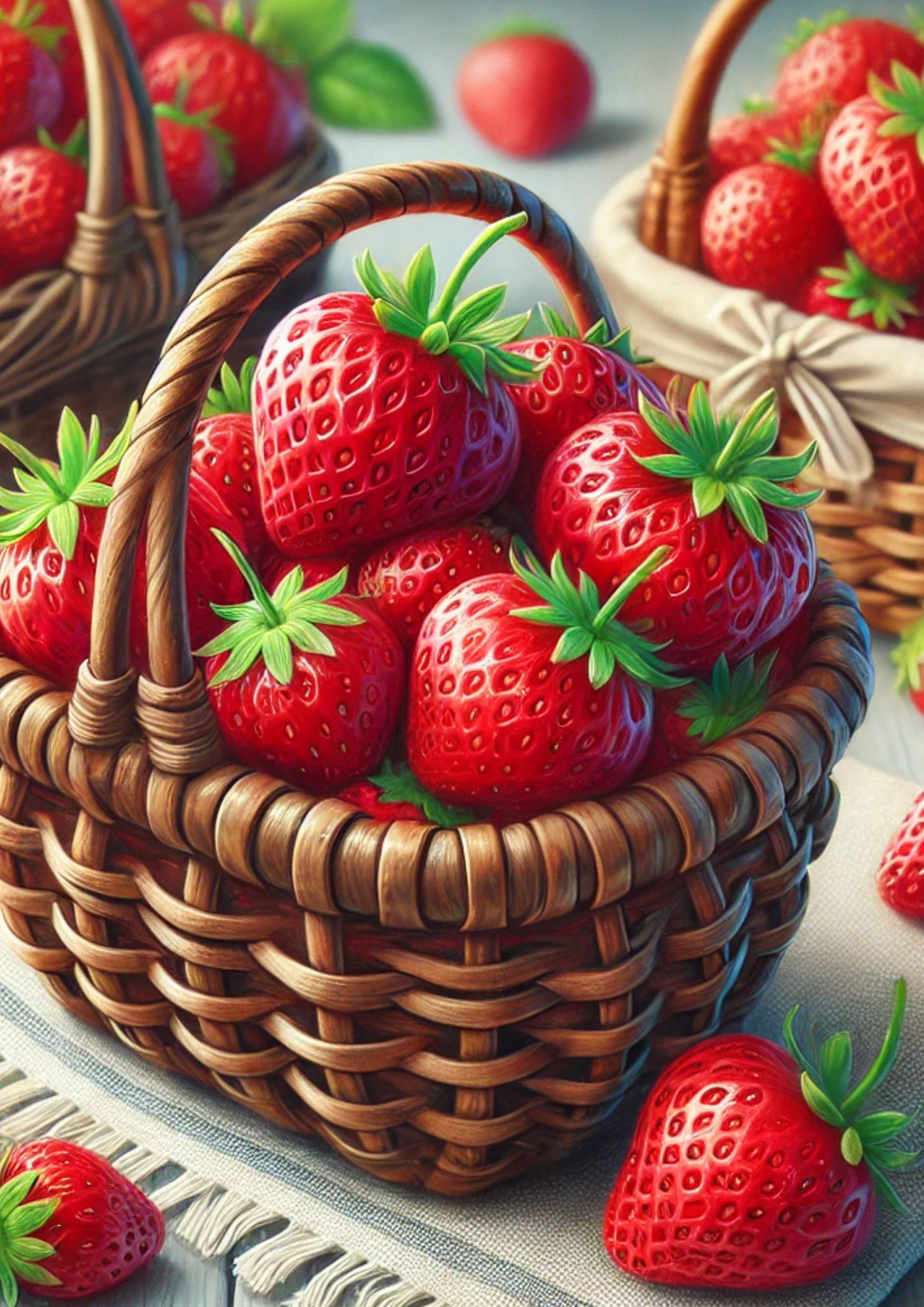 Sticker Sheet / Greeting Card – Strawberries In A Basket Full Cat. No. 2546