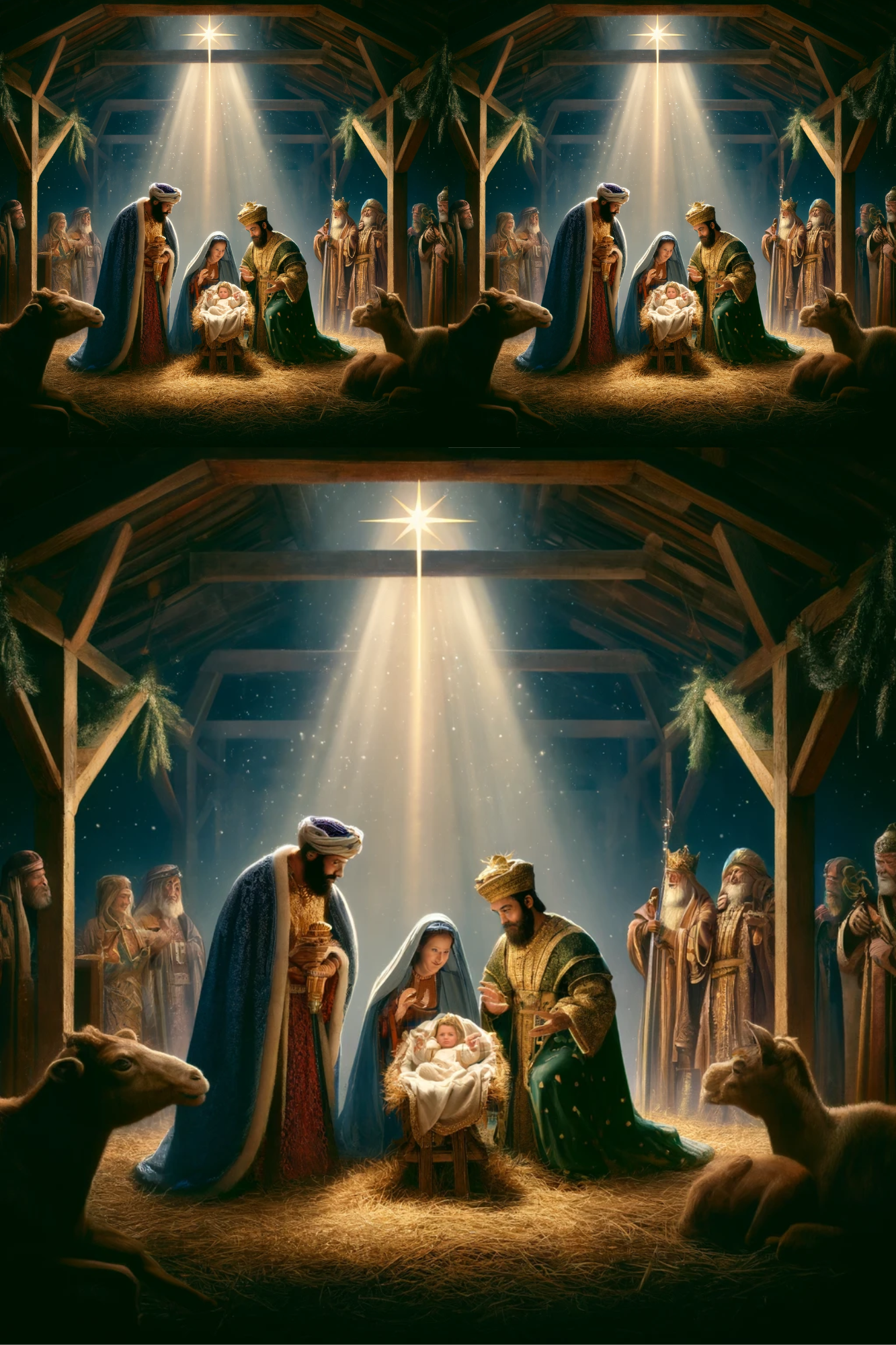 Sticker Sheet / Greeting Card – Three Kings In The Stable Of Bethlehem Collage Cat No. 873