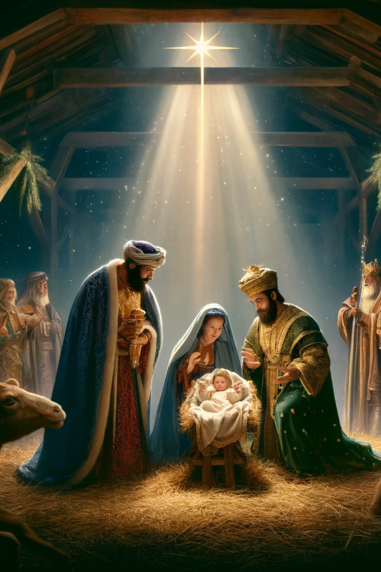 Sticker Sheet / Greeting Card – Three Kings In The Stable Of Bethlehem Full Cat No. 874