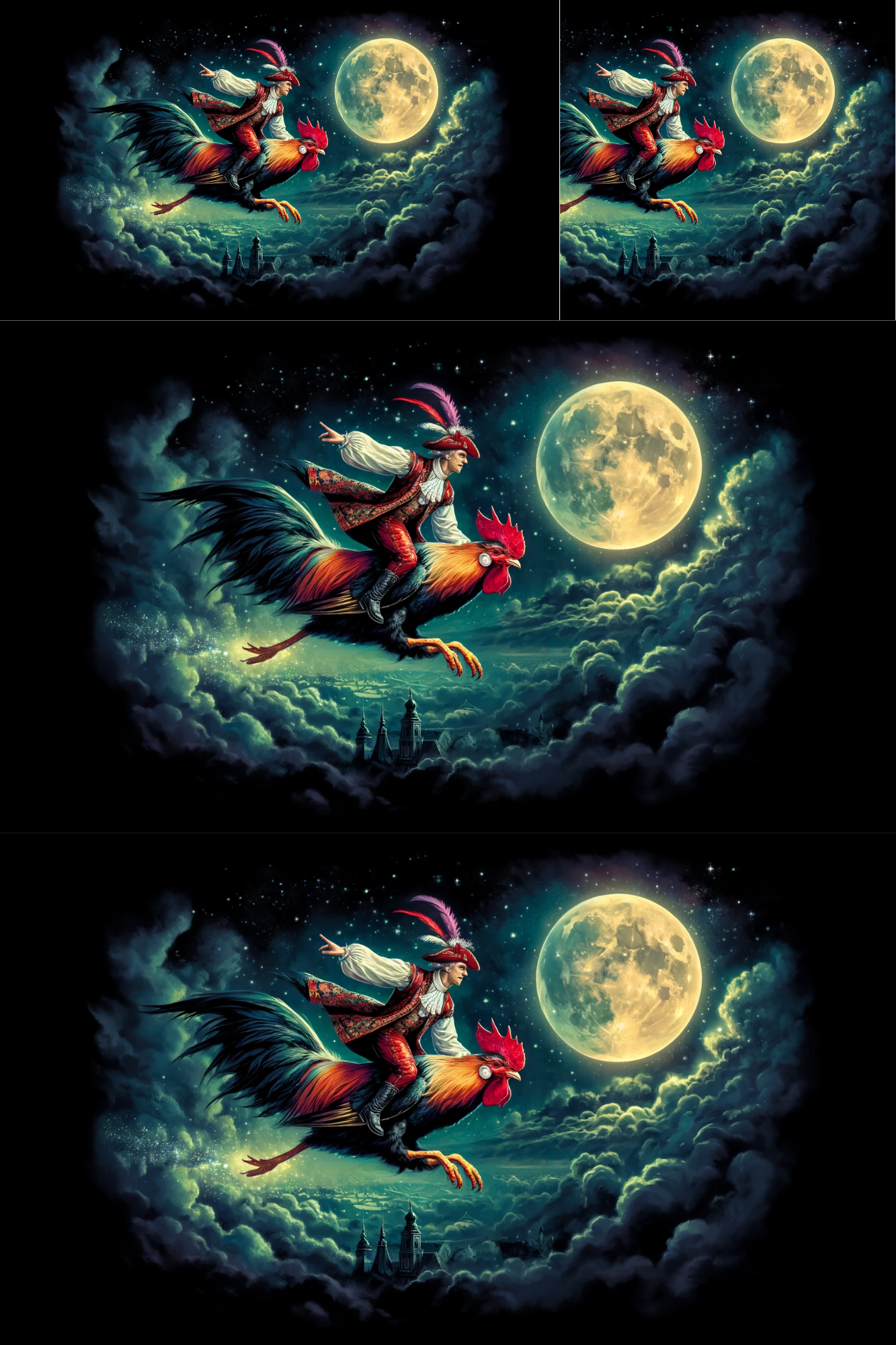 Sticker Sheet / Greeting Card – Twardowski Sitting on a Rooster Collage Cat. No. 438