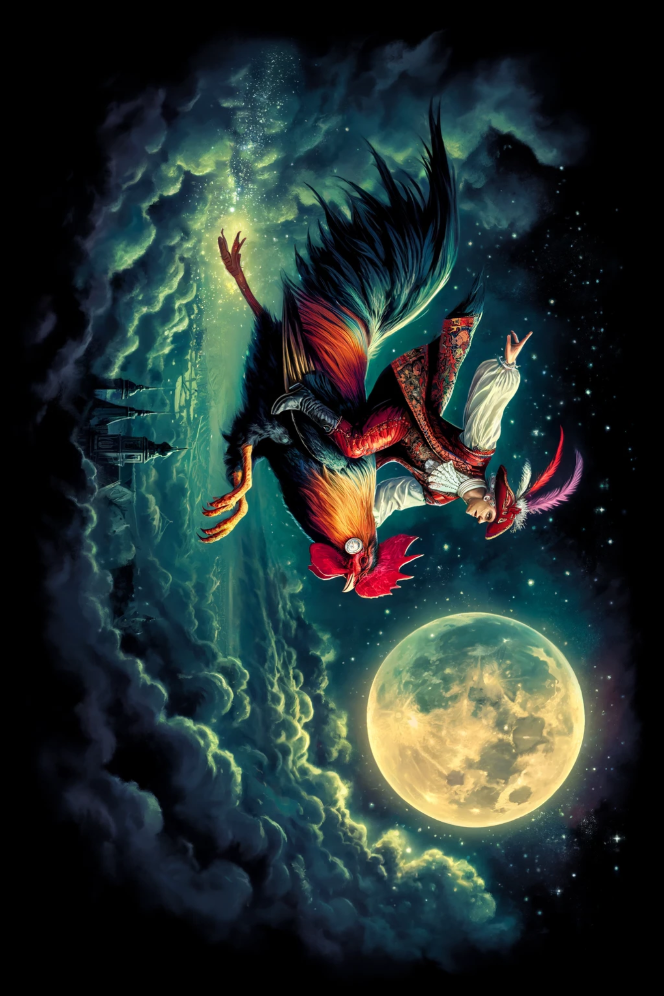 Sticker Sheet / Greeting Card – Twardowski Sitting On A Rooster Full Cat. No. 439