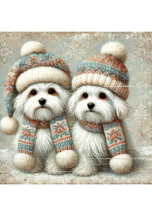 Sticker Sheet – Two Maltese Shabby Chic Full Cat. No. 2556