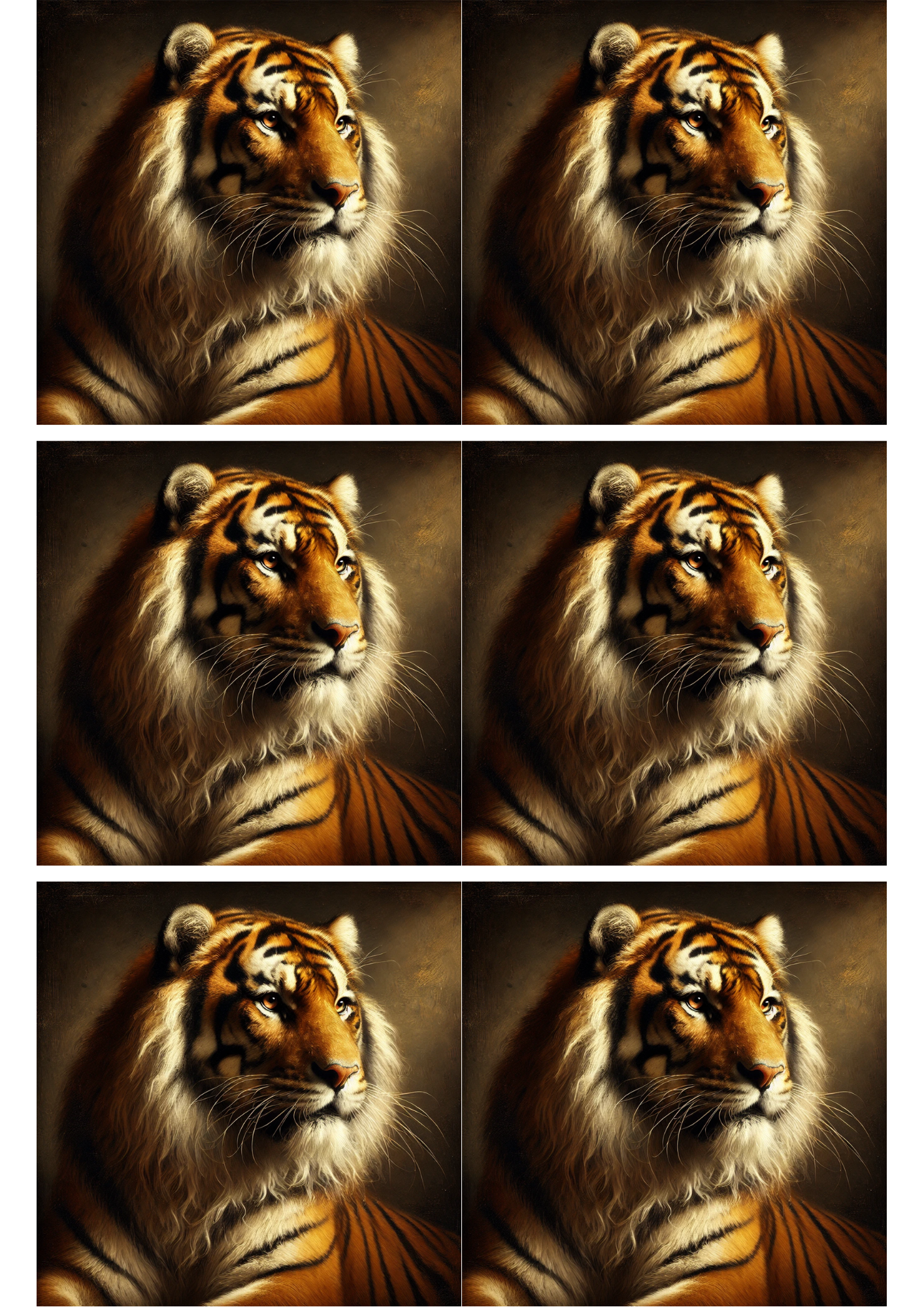 Sticker Sheet – Portrait Of A Tiger In The Style of Rembrandt Collage Cat. No. 2553