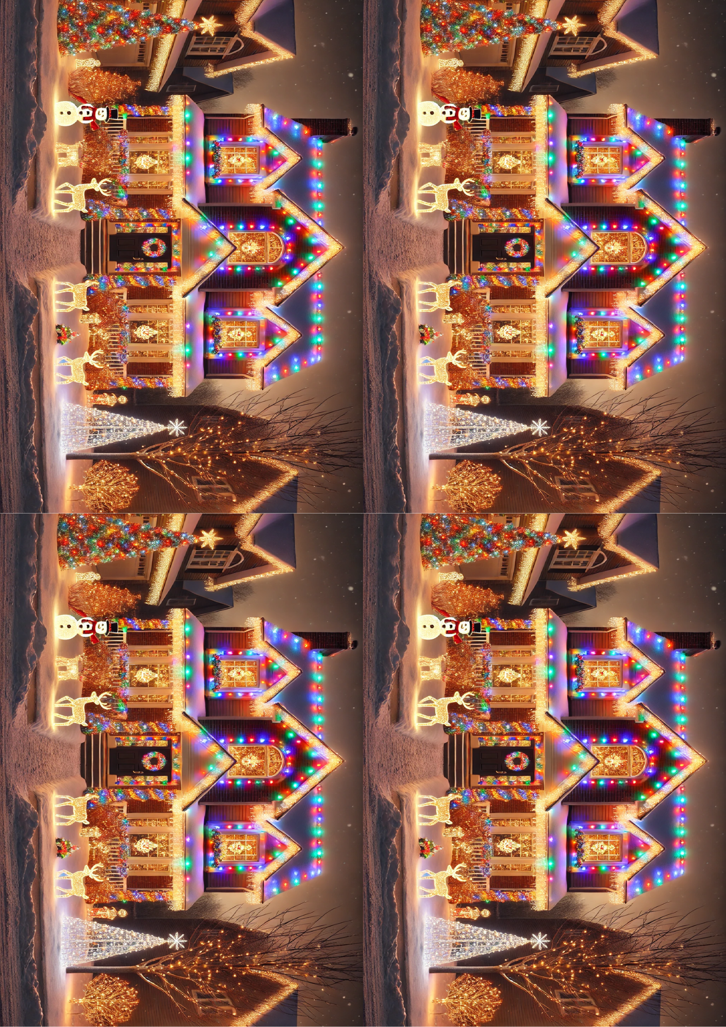 Sticker Sheet / Greeting Card – Christmas Decorated House Collage Cat. No. 1590