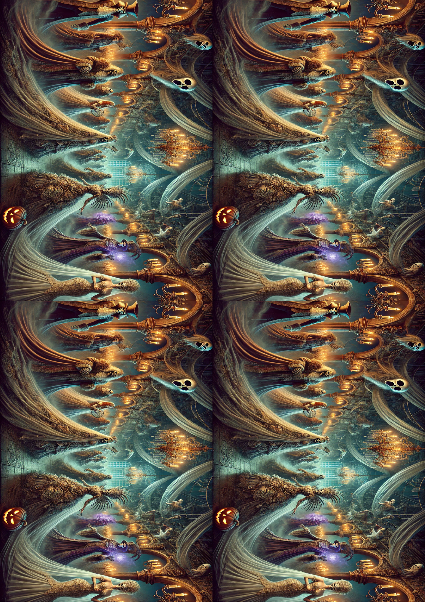 Sticker Sheet / Greeting Card – Ghosts' Masquerade Collage Cat. No. 1646