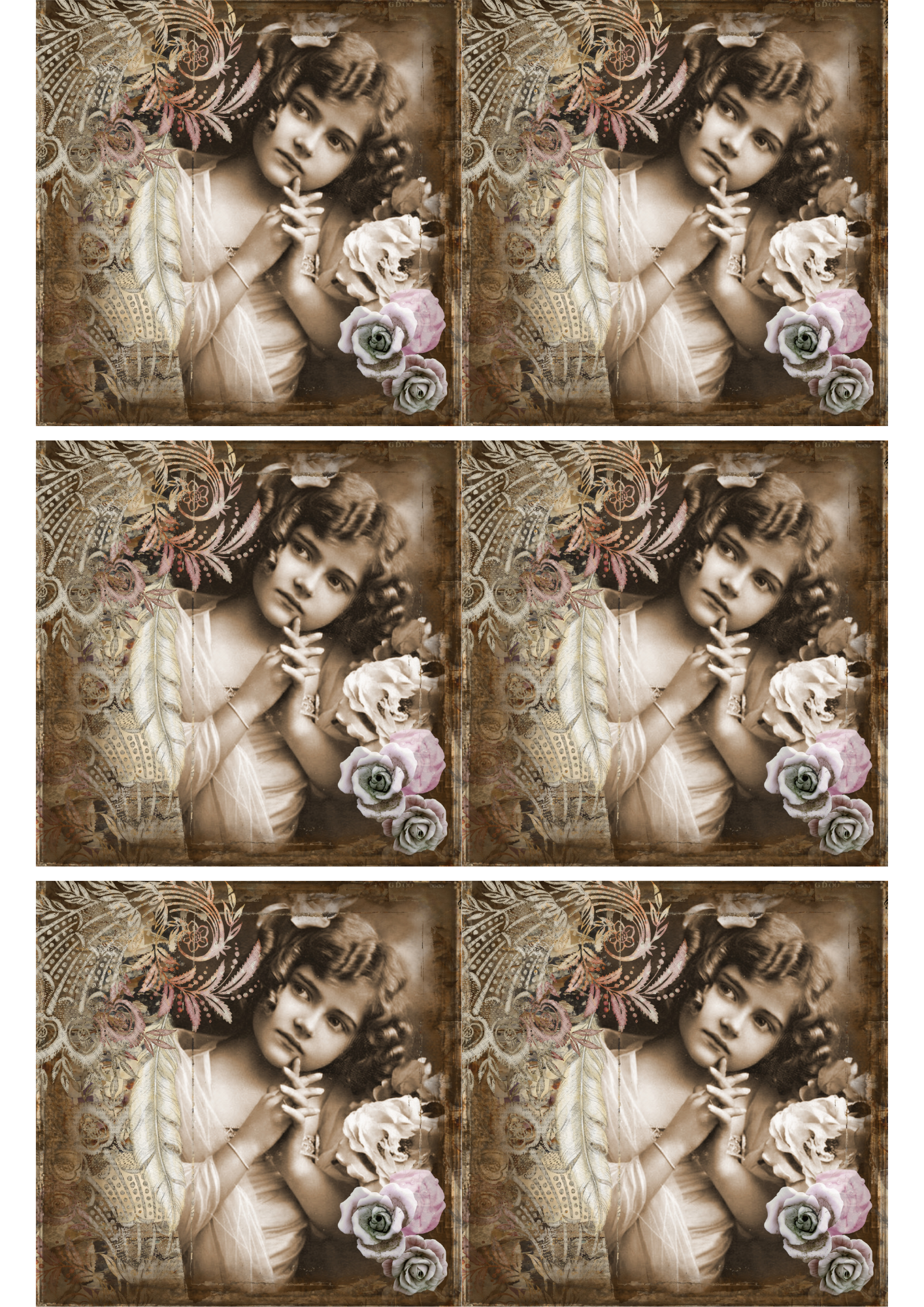 Sticker Sheet / Greeting Card – Vintage Girl Collage Cat. No. 2637