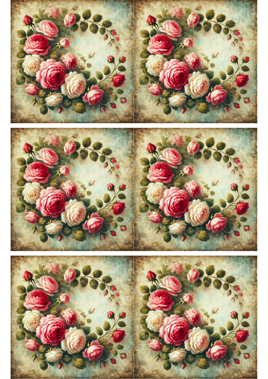 Sticker Sheet – Vintage Rose Garland Collage Cat. No. 2639