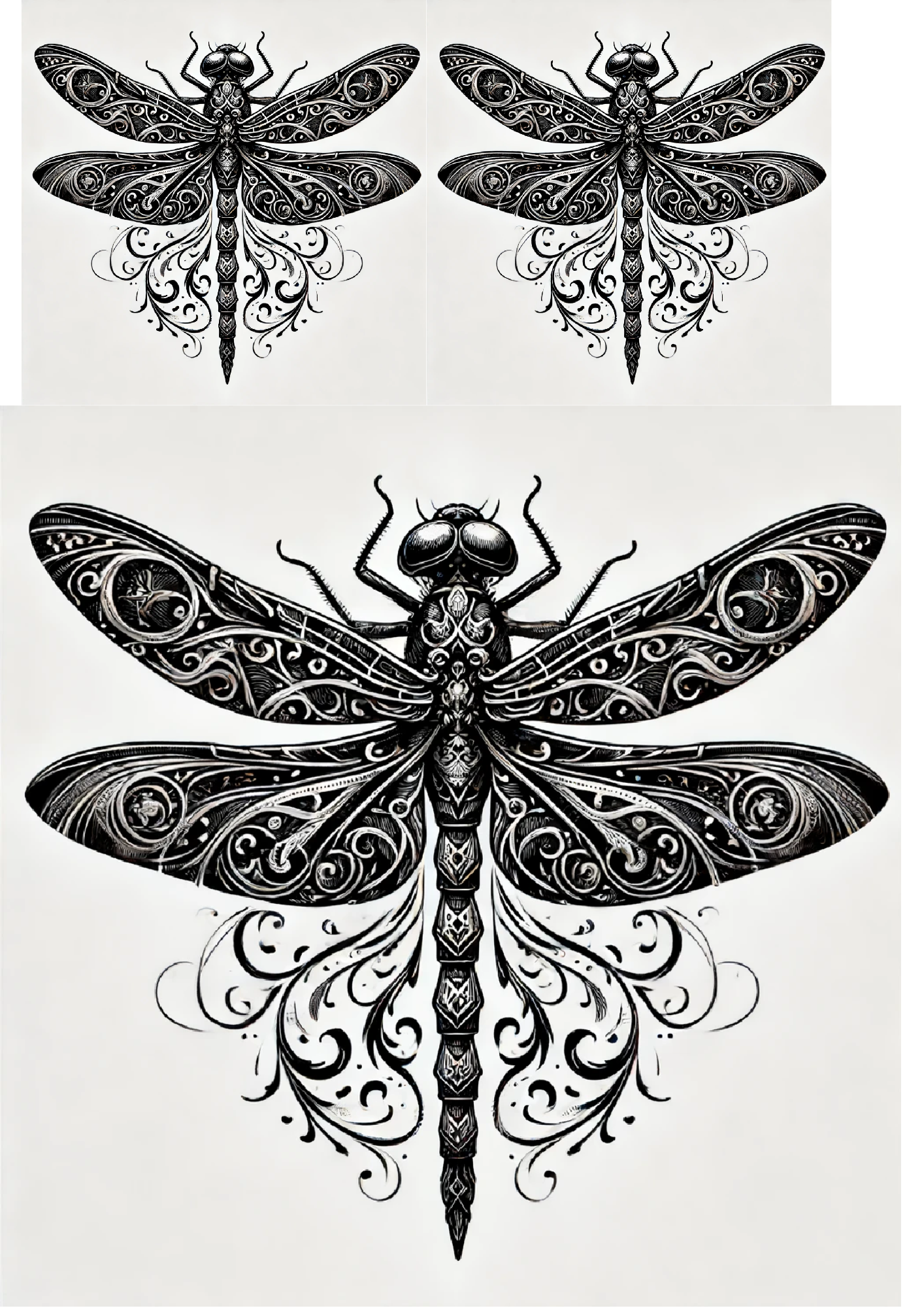 Sticker Sheet / Greeting Card – Dragonfly In Gothic Style Collage Cat. No. 1242